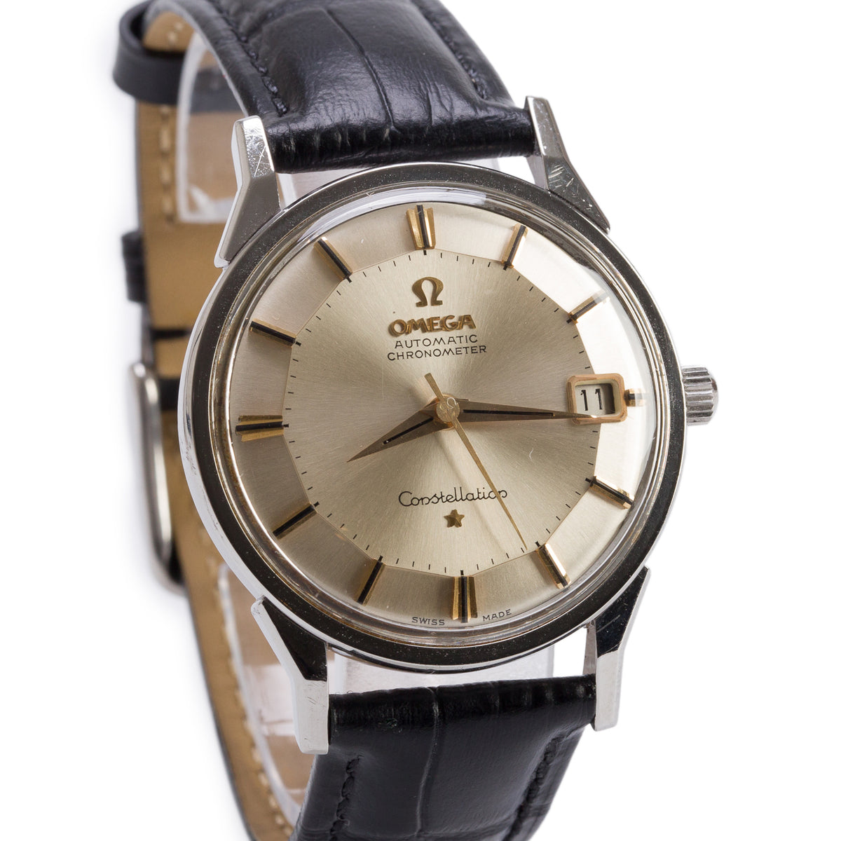 Omega Vintage Stainless Steel Constellation 34 MM Automatic Watch Pie-Pan Dial