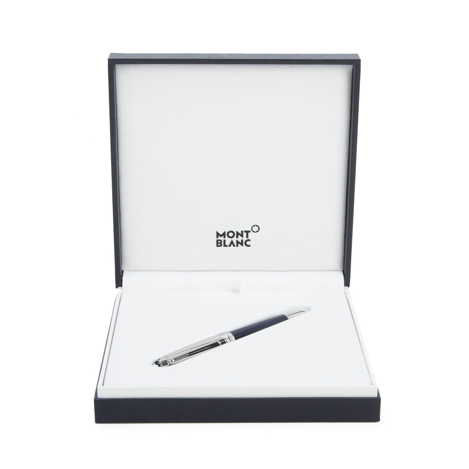 Montblanc Platinum Coated Steel Blue Hour Meisterstuck Solitaire Fountain Pen w/ Box