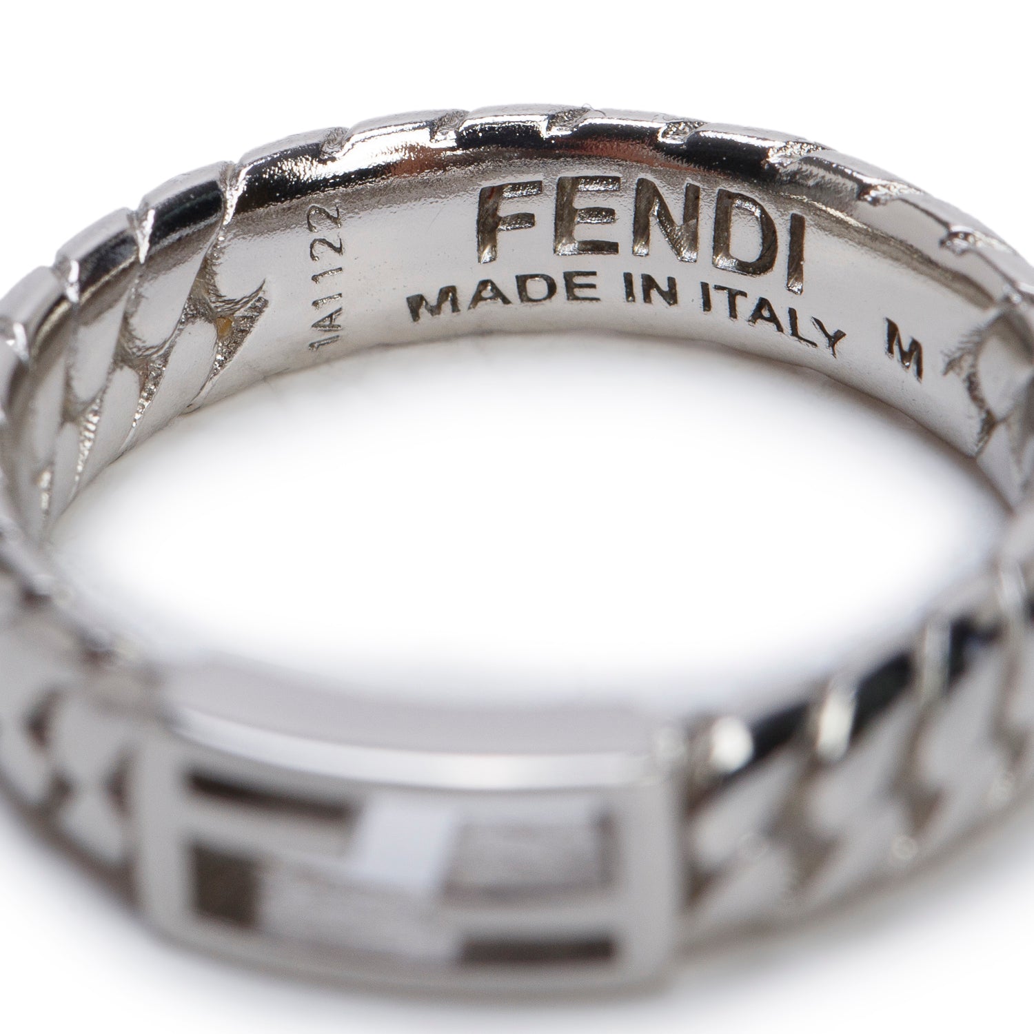 Fendi Silve-Tone Metal Baguette Ring, Size M 7