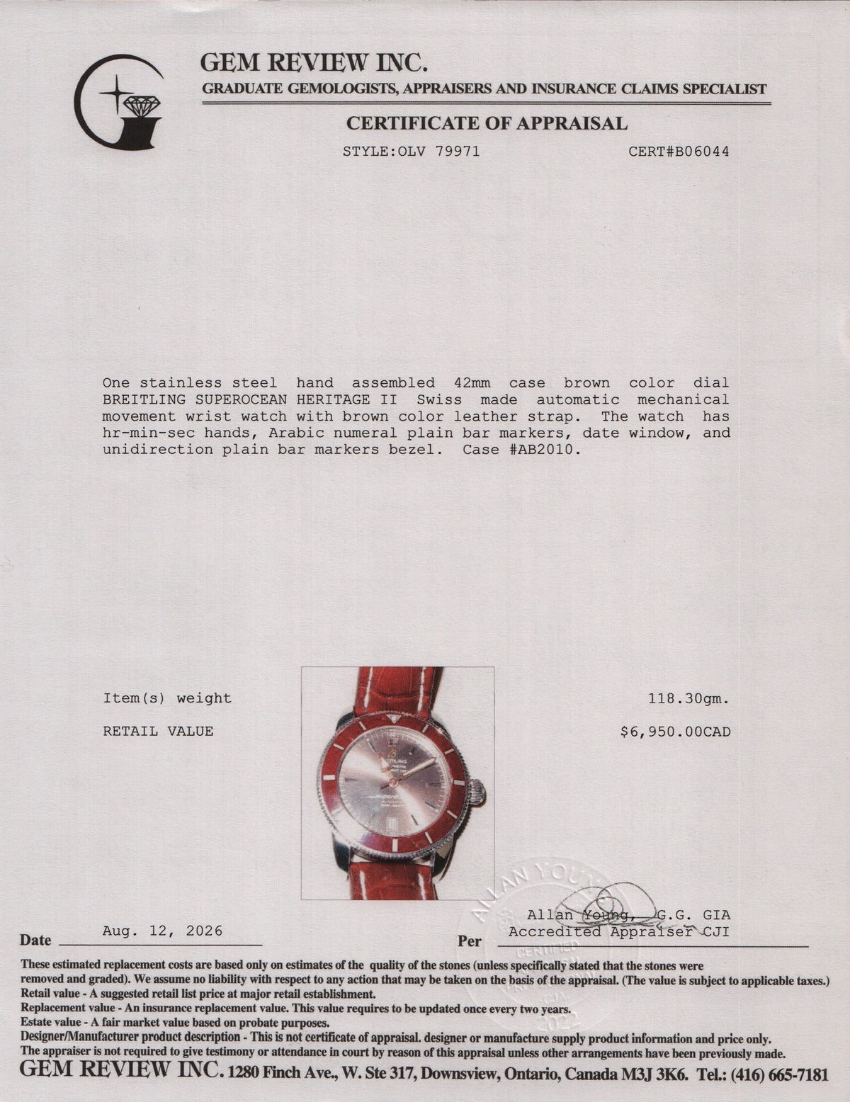 Breitling Stainless Steel Superocean Heritage II 42 MM Automatic Watch Brown Dial AB2010 w/ Box & Extra Strap