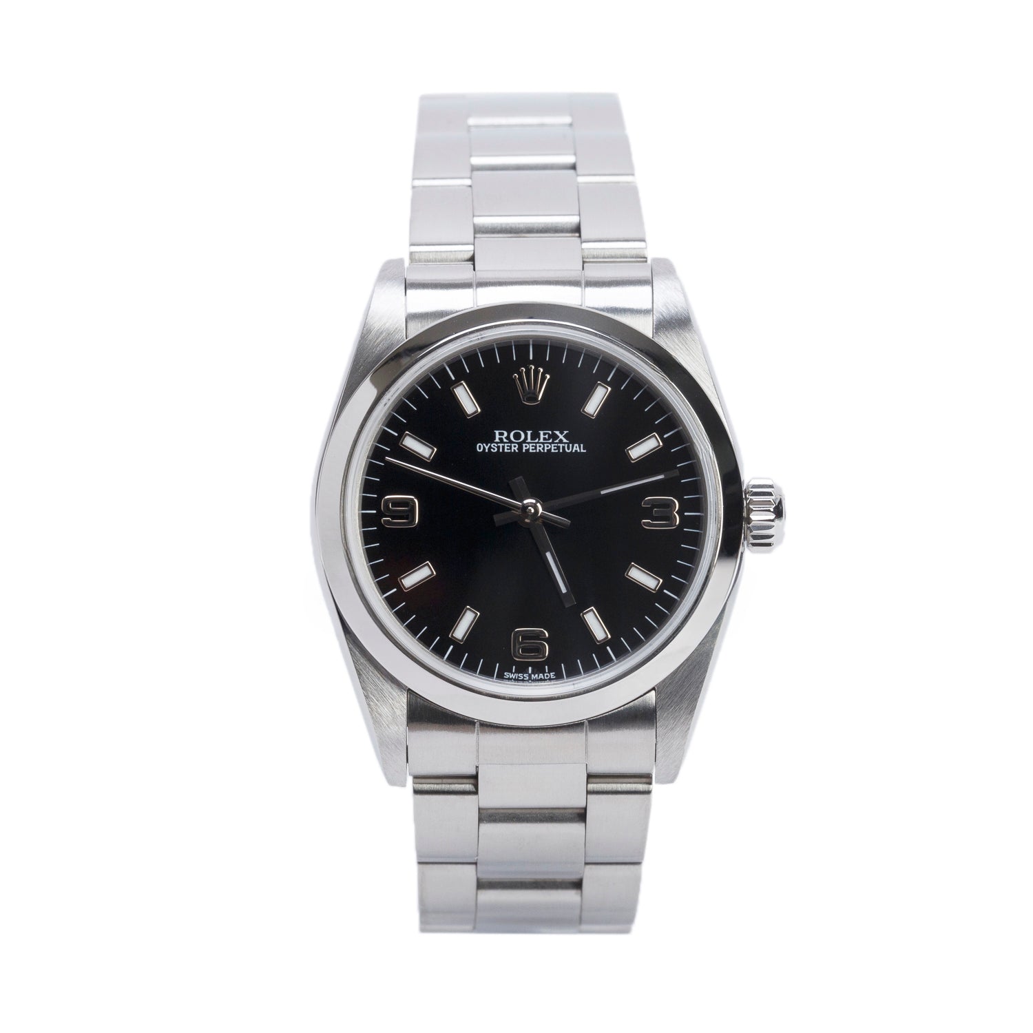 Rolex Stainless Steel Oyster Perpetual 31 MM Automatic Watch Black Dial 77080 w/ Box & Papers