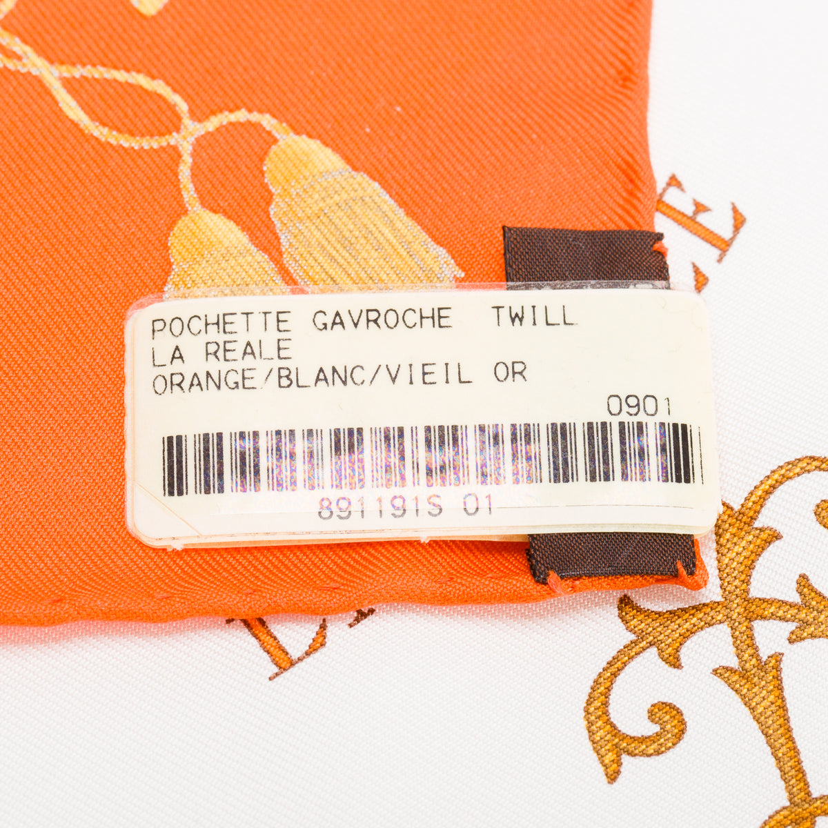 Hermes Orange/Multicolor 'La Reale' Pocket Square Silk Scarf 45 w/ Box