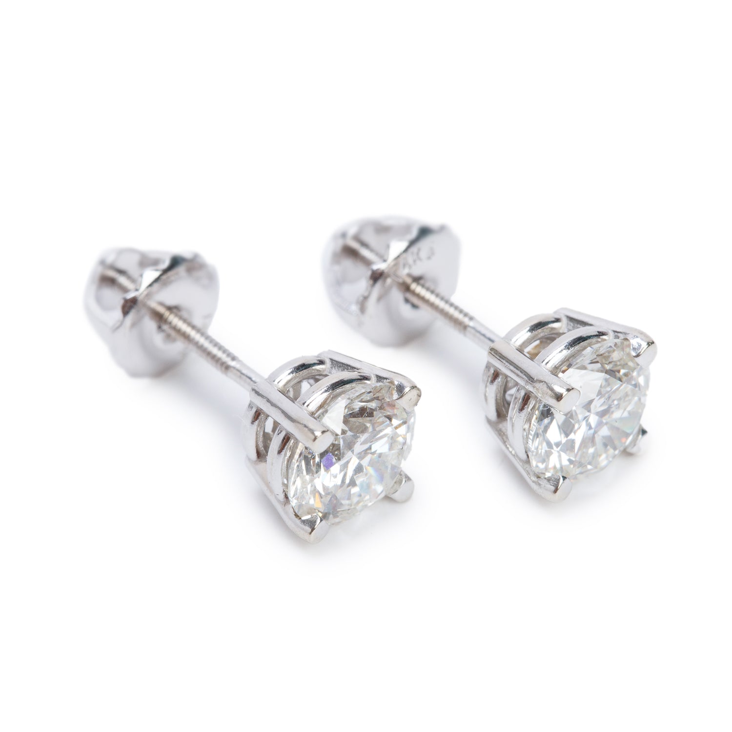 14k White Gold 2.04 tcw. Diamond Stud Earrings