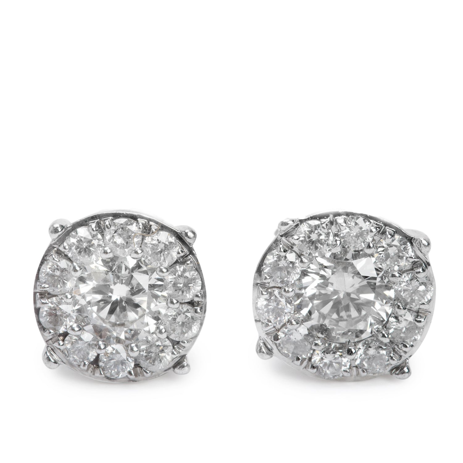 10k White Gold 1.08 tcw. Diamond Cluster Stud Earrings