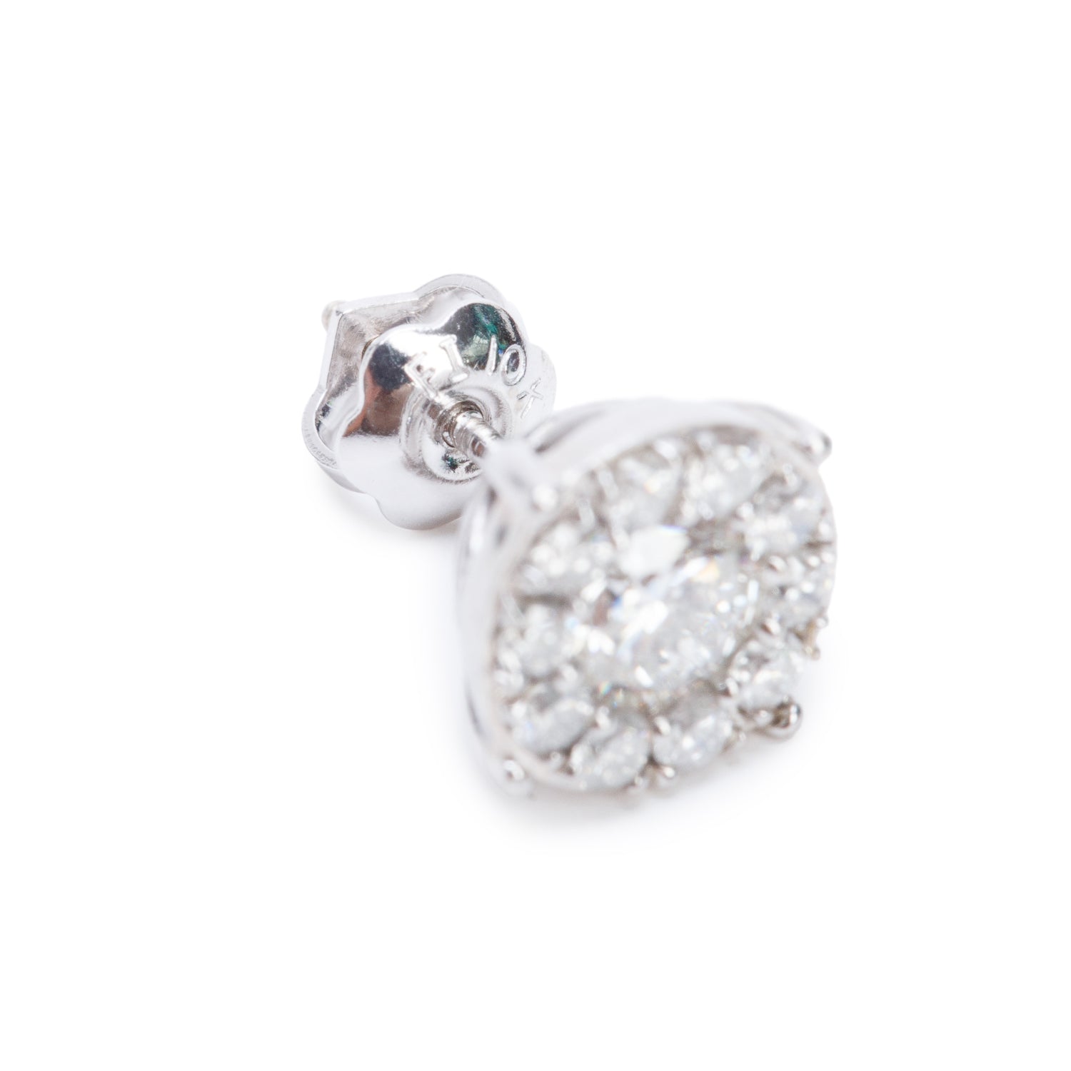 10k White Gold 1.08 tcw. Diamond Cluster Stud Earrings
