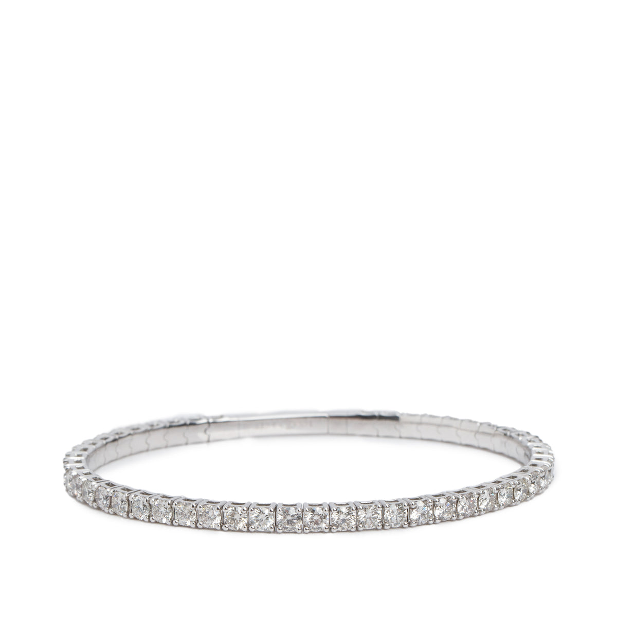 14k White Gold 5.00 tcw. Diamond Hinged Bangle Bracelet