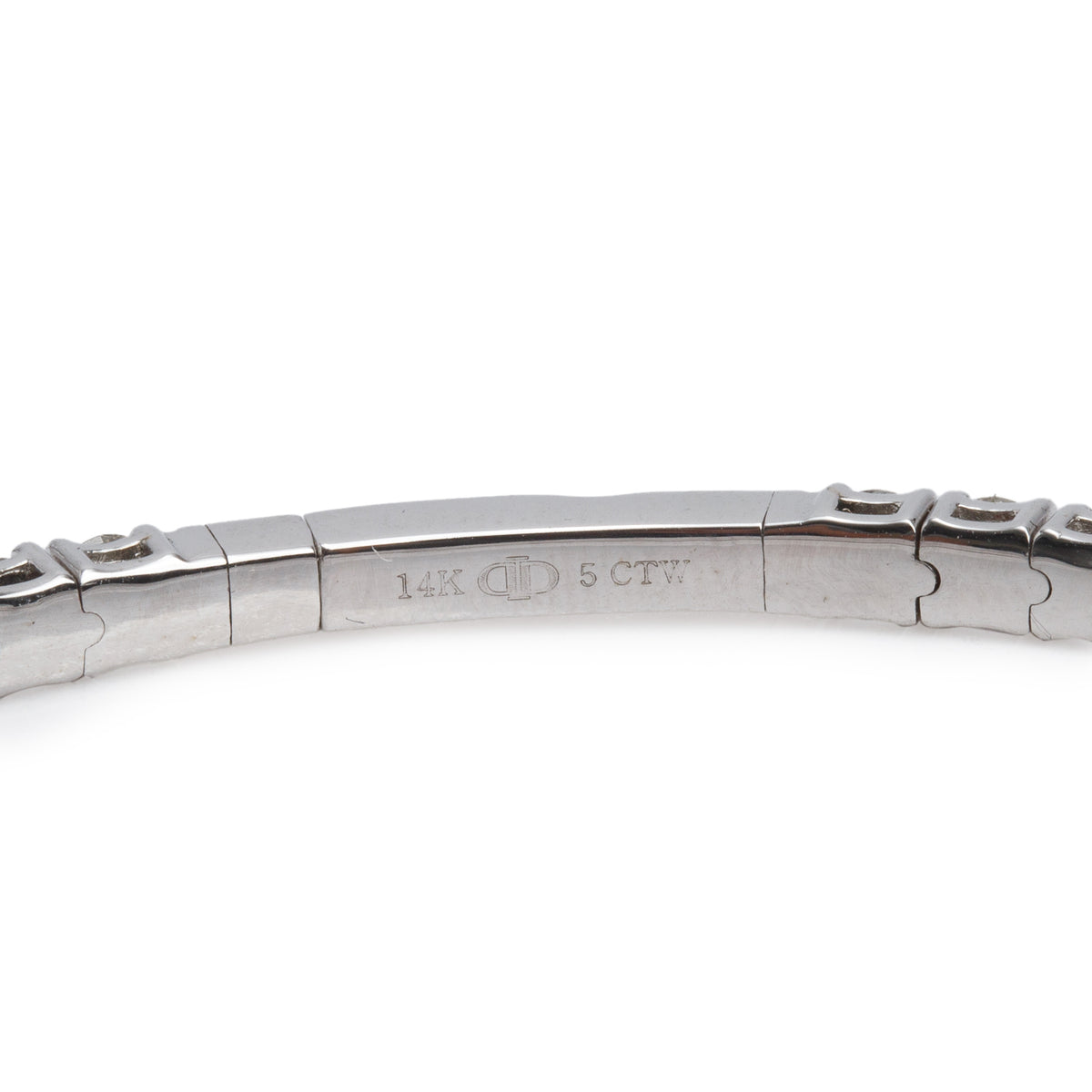14k White Gold 5.00 tcw. Diamond Hinged Bangle Bracelet