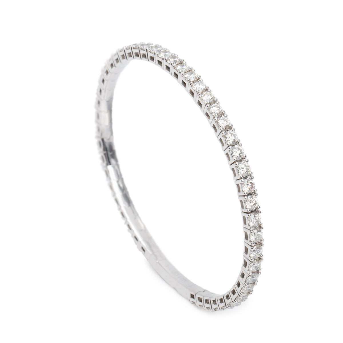 14k White Gold 5.00 tcw. Diamond Hinged Bangle Bracelet