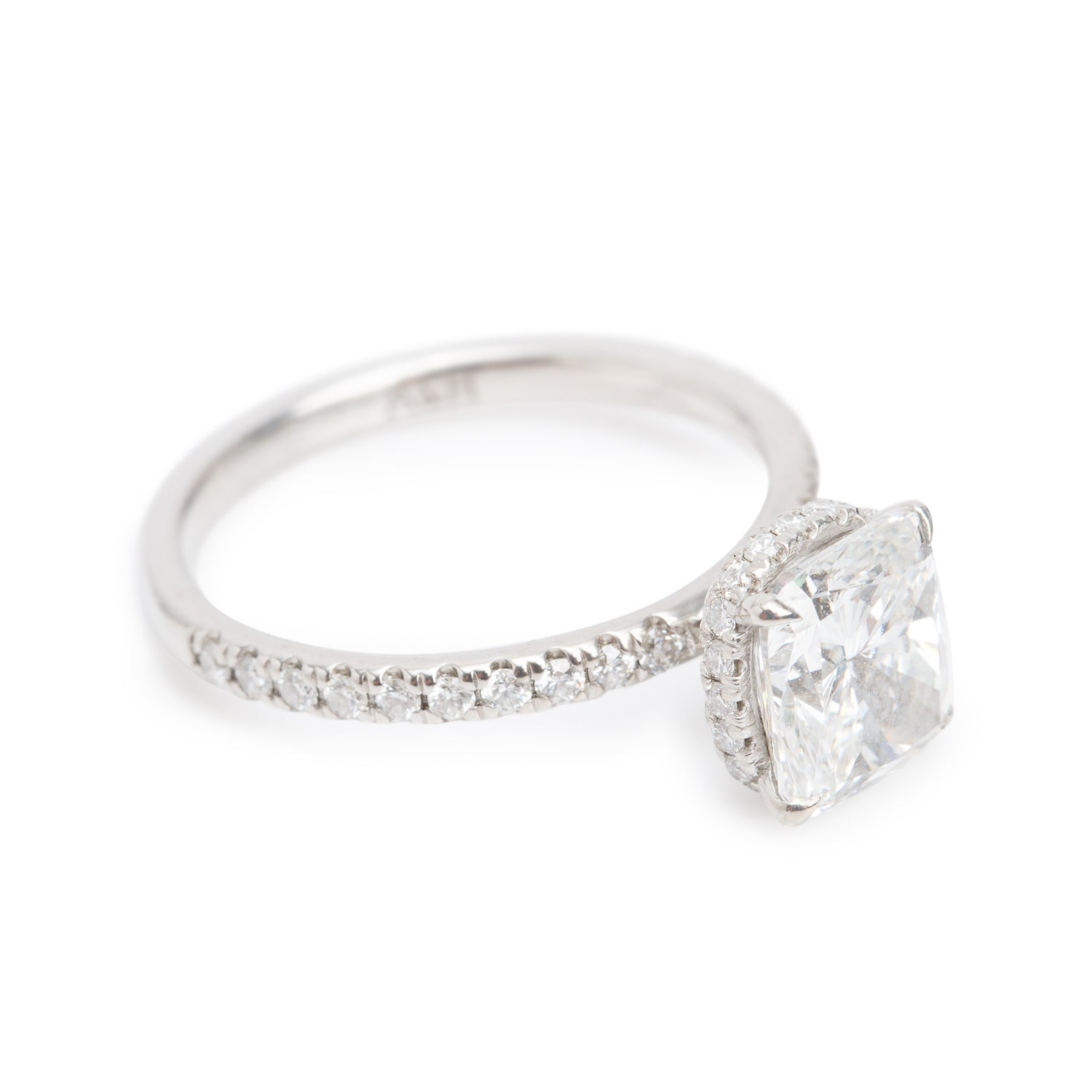 18k White Gold 1.72 ct. Cushion Cut Diamond Engagement Ring, Size 5.25 w/ GIA Certificate