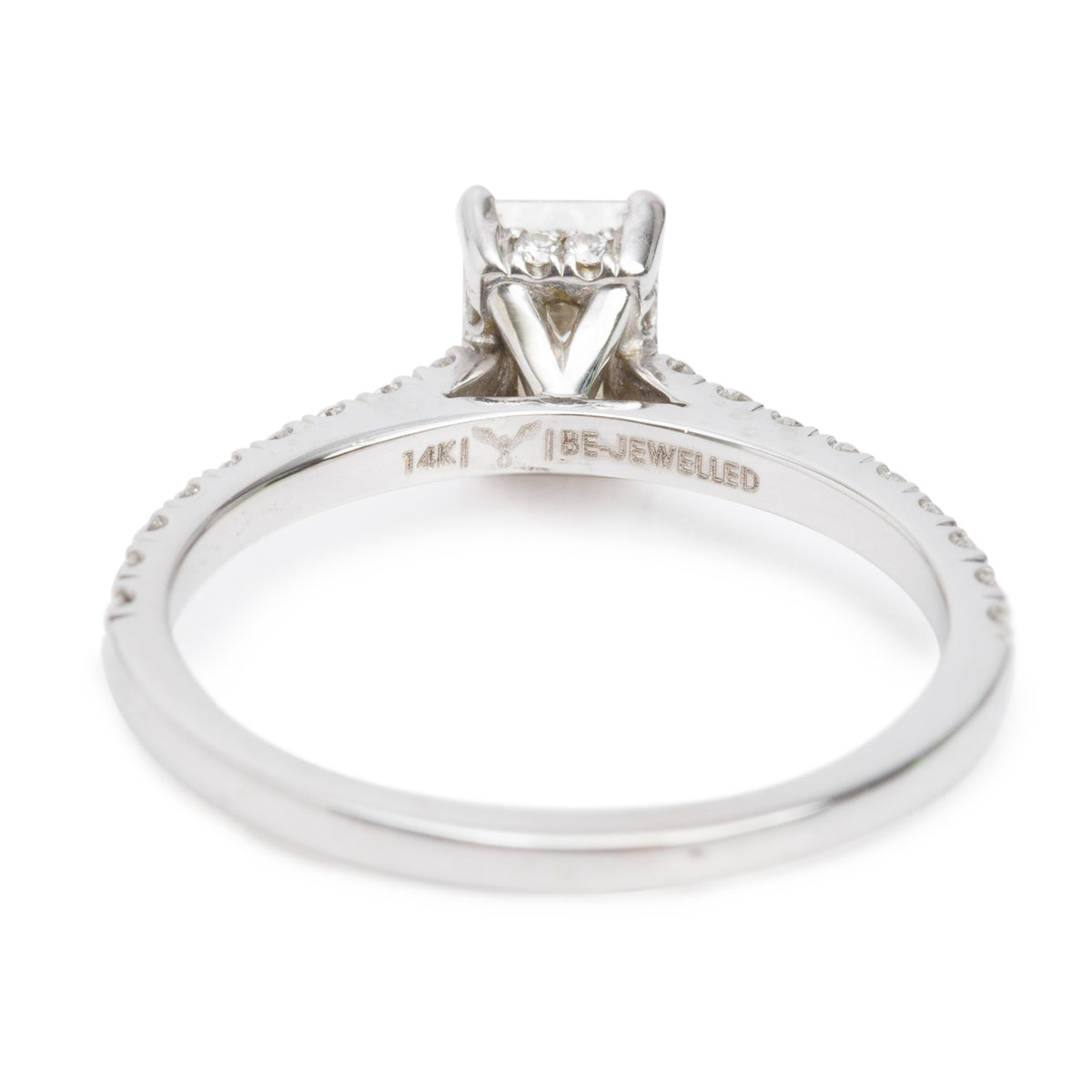 14k White Gold 1.07 ct. Emerald Cut Diamond Engagement Ring, Size 8