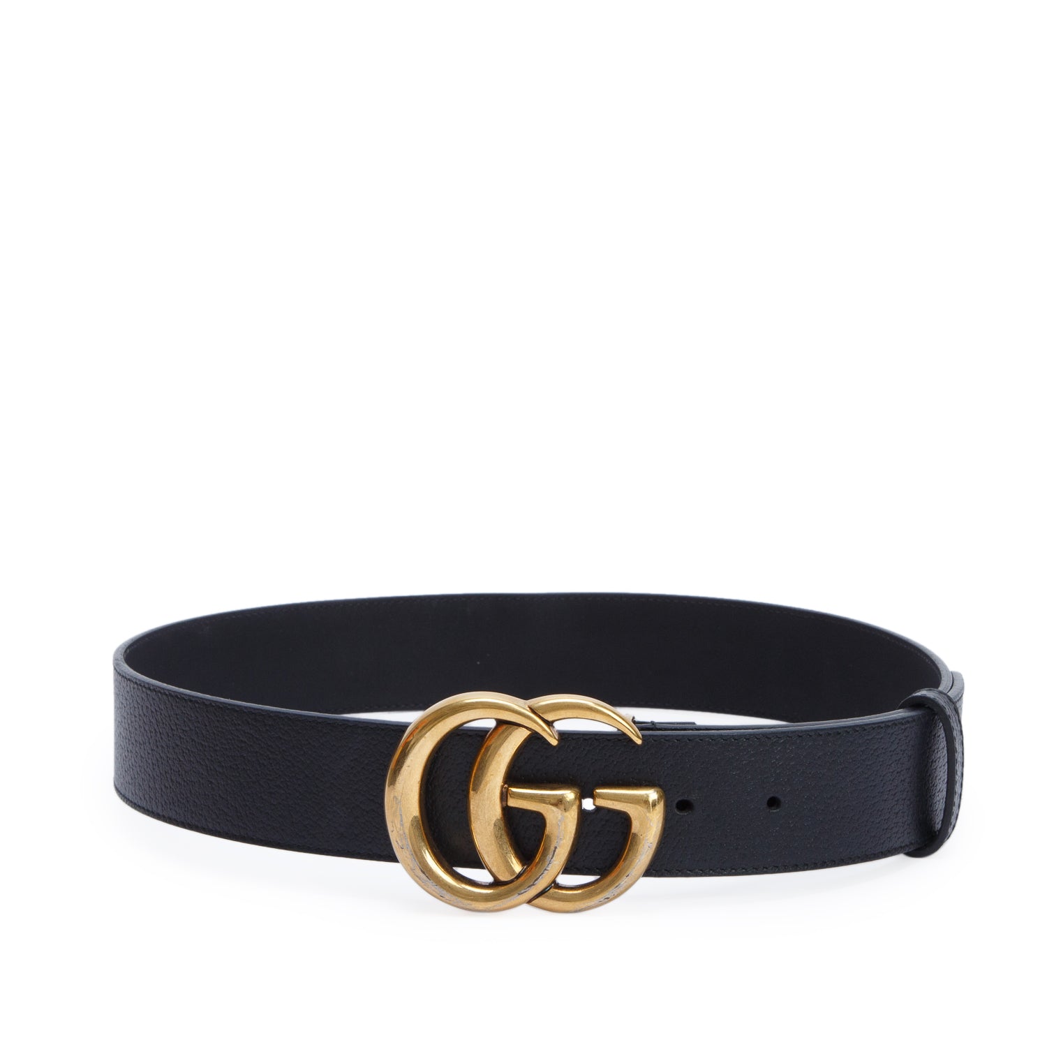 Gucci Black GG Marmont Wide Leather Belt 80 32 w/ Box