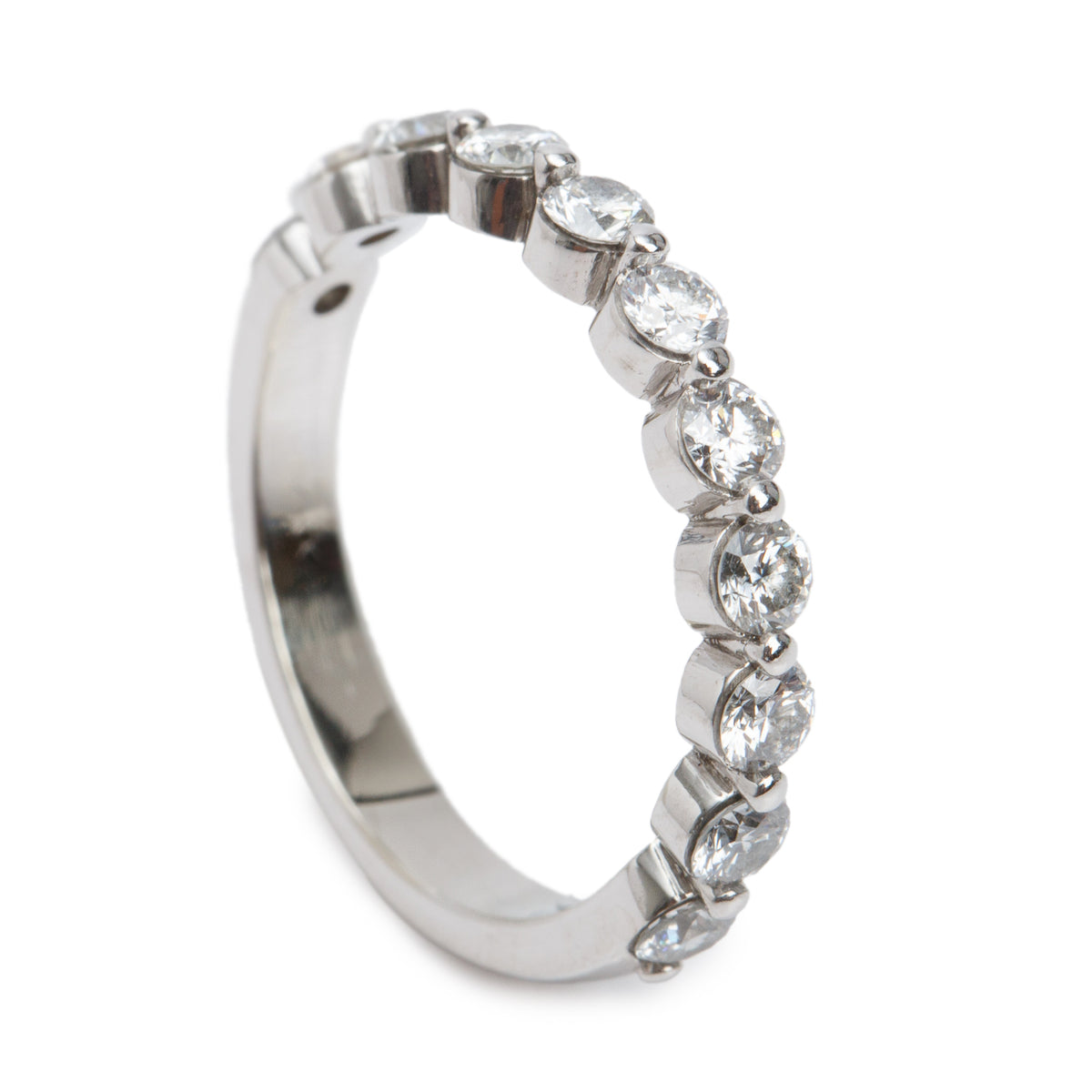 18k White Gold 0.66 tcw. Diamond Half-Eternity Band Ring, Size 5.25