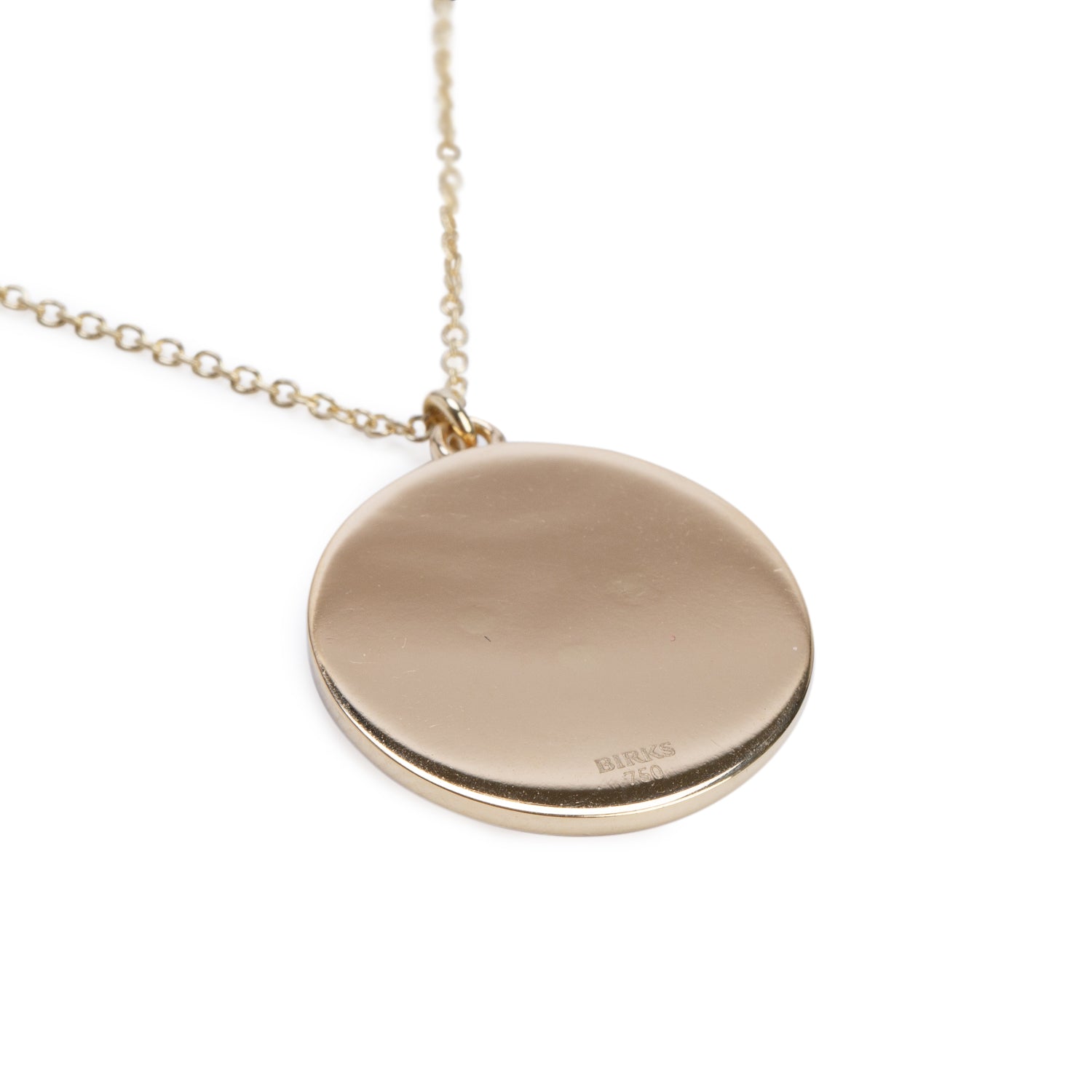 Birks 18k Yellow Gold Orange Enamel Diamond Bee Chic Round Pendant Necklace