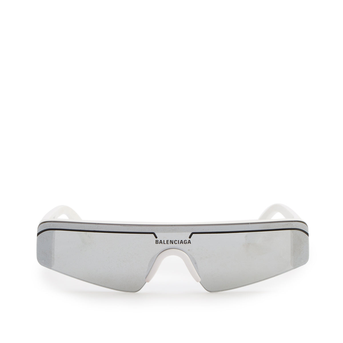 Balenciaga BB0003S White Acetate Ski Shield Sunglasses w/ Case