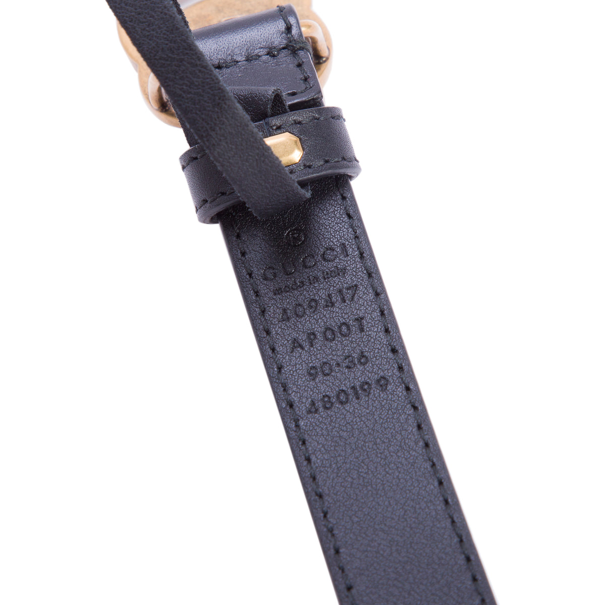 Gucci Black Leather GG Marmont Thin Belt, 90 36