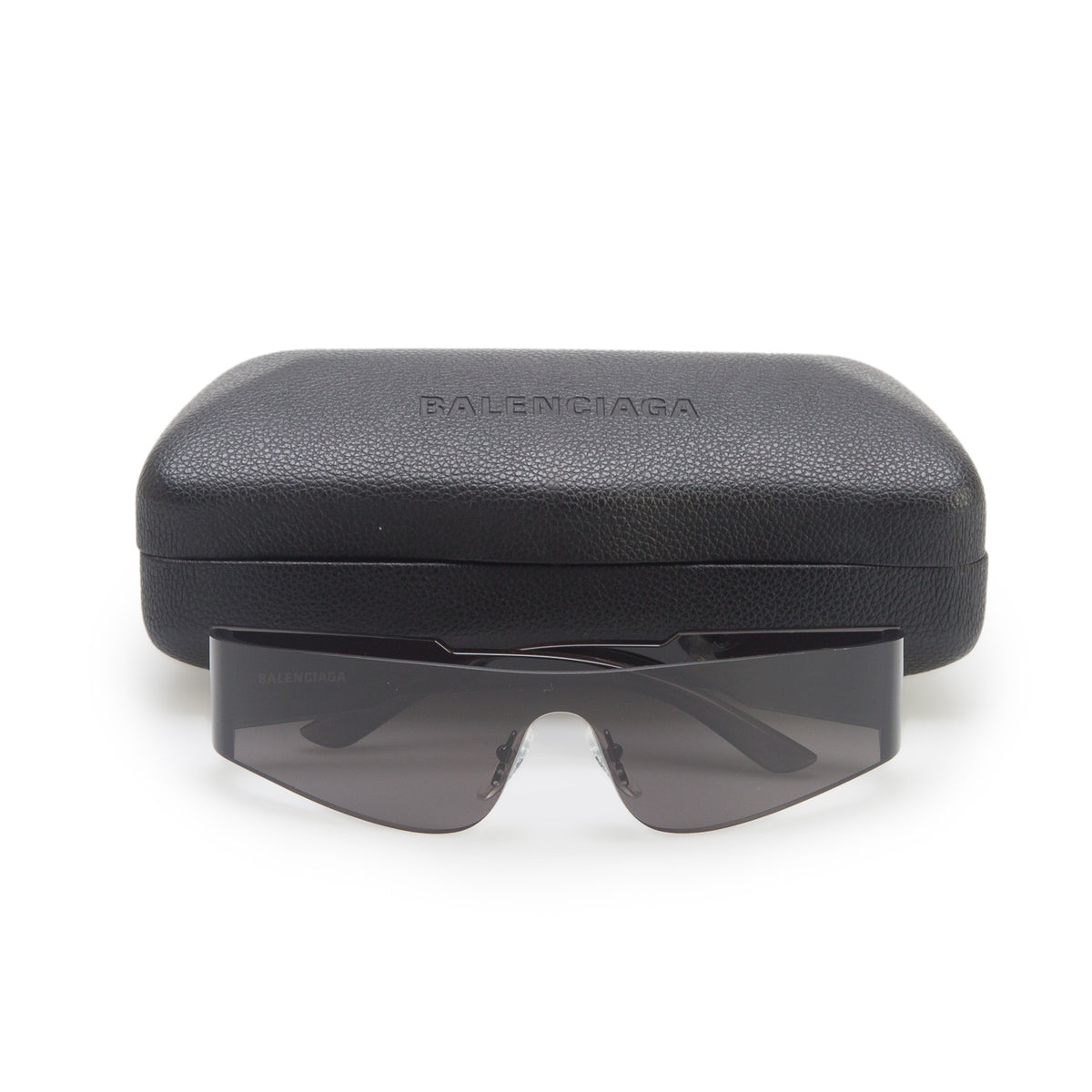 Balenciaga BB0041S Black Transparent Acetate Ski Shield Sunglasses w/ Case
