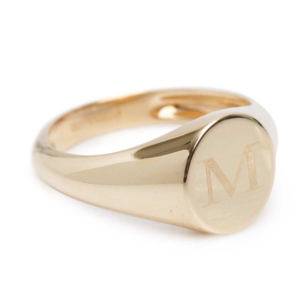 Birks 18k Yellow Gold Initial Letter 'M' Signet Ring, Size 7