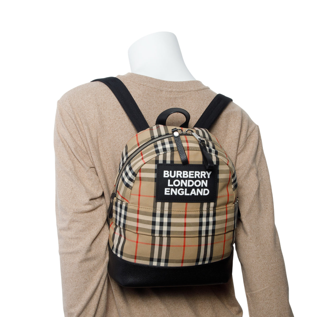 Burberry Beige Check Canvas Small Nico Backpack