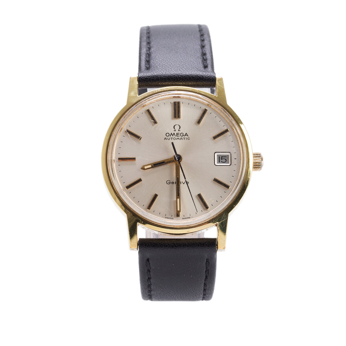 Omega Vintage Gold-Plated Stainless Steel Geneve 35 MM Automatic Watch Silver Dial