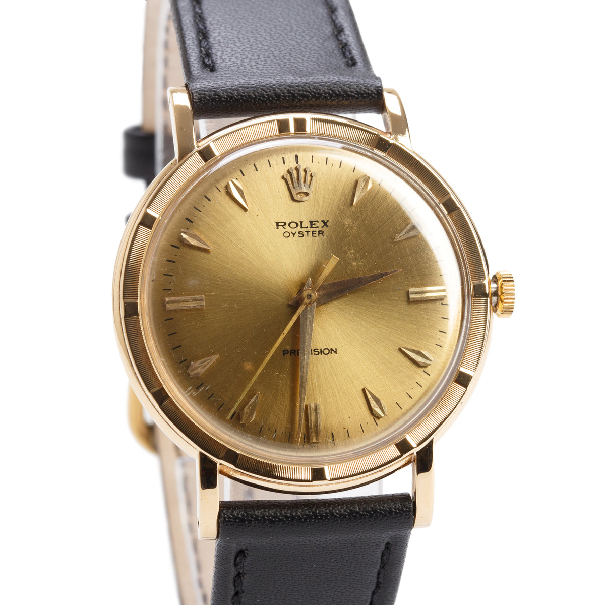 Rolex Vintage 18k Yellow Gold Oyster Precision 35 MM Manual Watch Gold Dial 8952