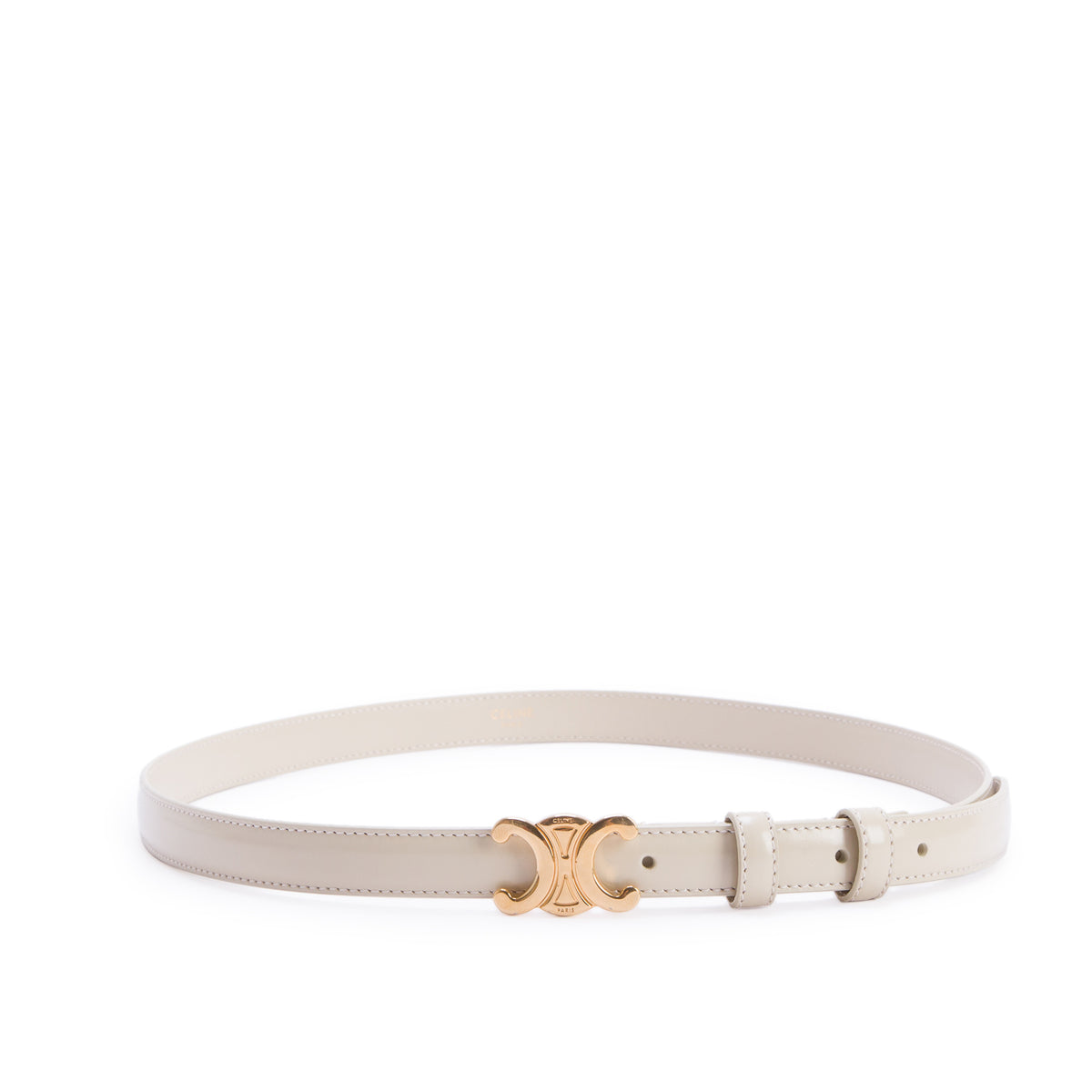 Celine 2023 Nude Boxt Leather Triomphe 18 MM Belt, Size 85