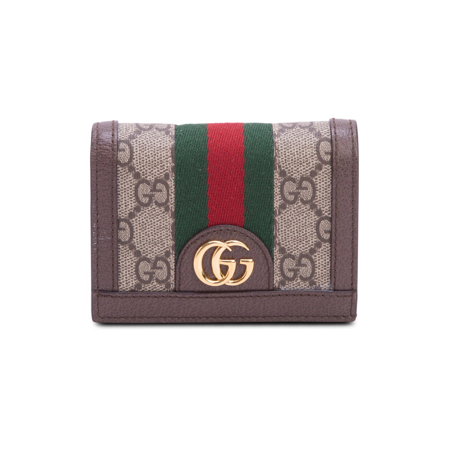 Gucci GG Supreme Ophidia Textured Calfskin Web Ophidia Card Case w/ Box