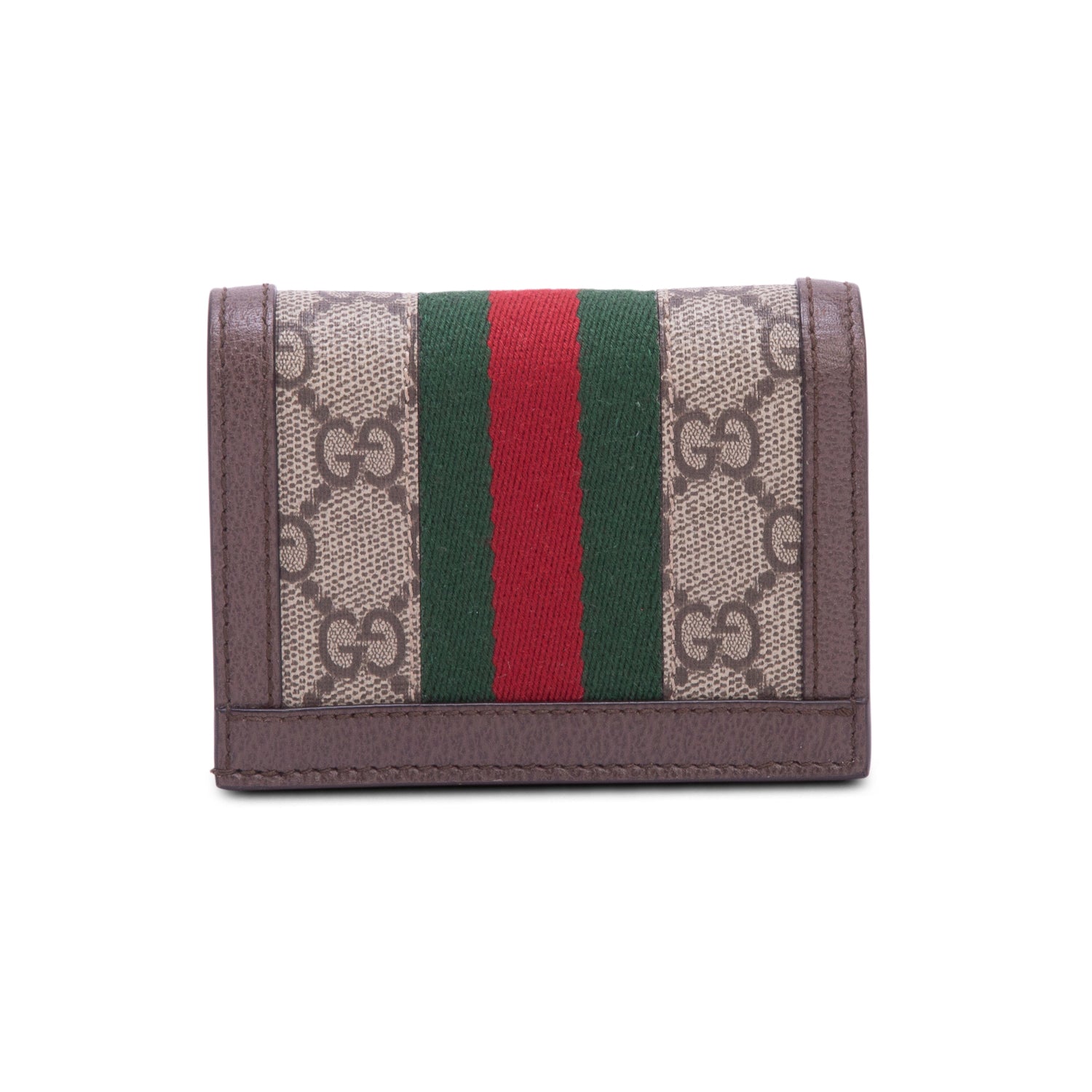Gucci GG Supreme Ophidia Textured Calfskin Web Ophidia Card Case w/ Box