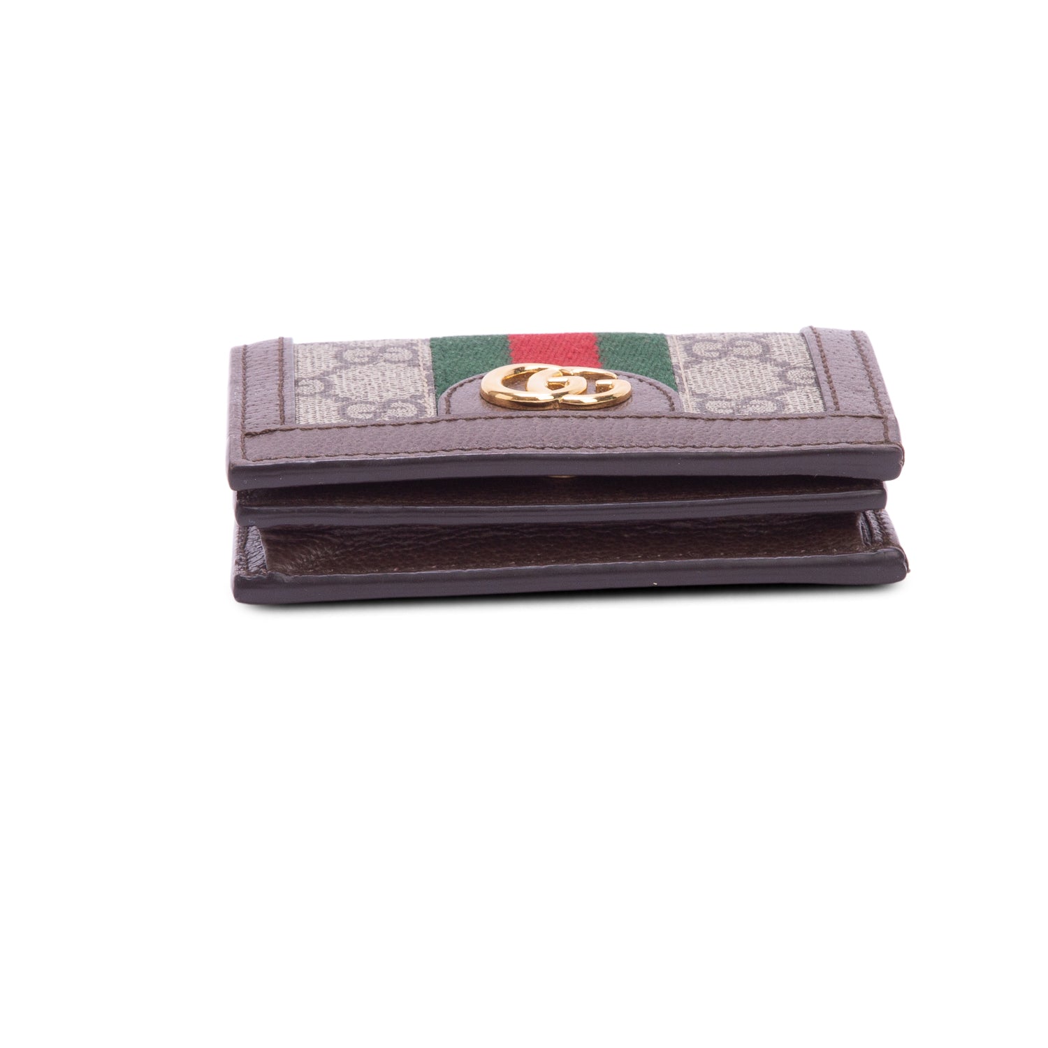 Gucci GG Supreme Ophidia Textured Calfskin Web Ophidia Card Case w/ Box