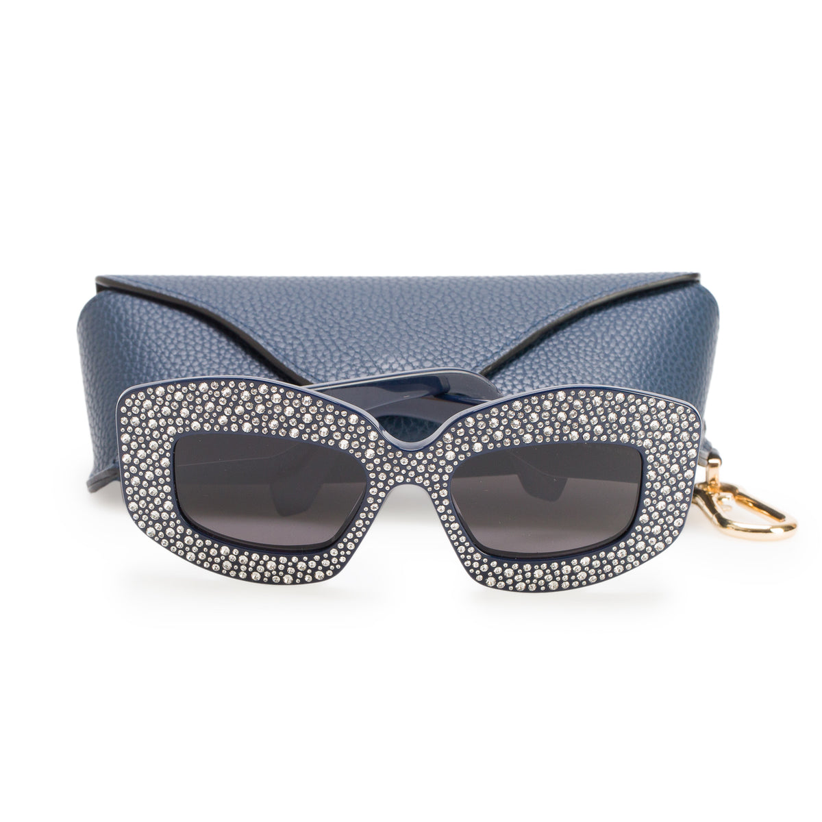 Loewe LW4114IS Blue Strass Acetate Anagram Cat Eye Sunglasses w/ Case
