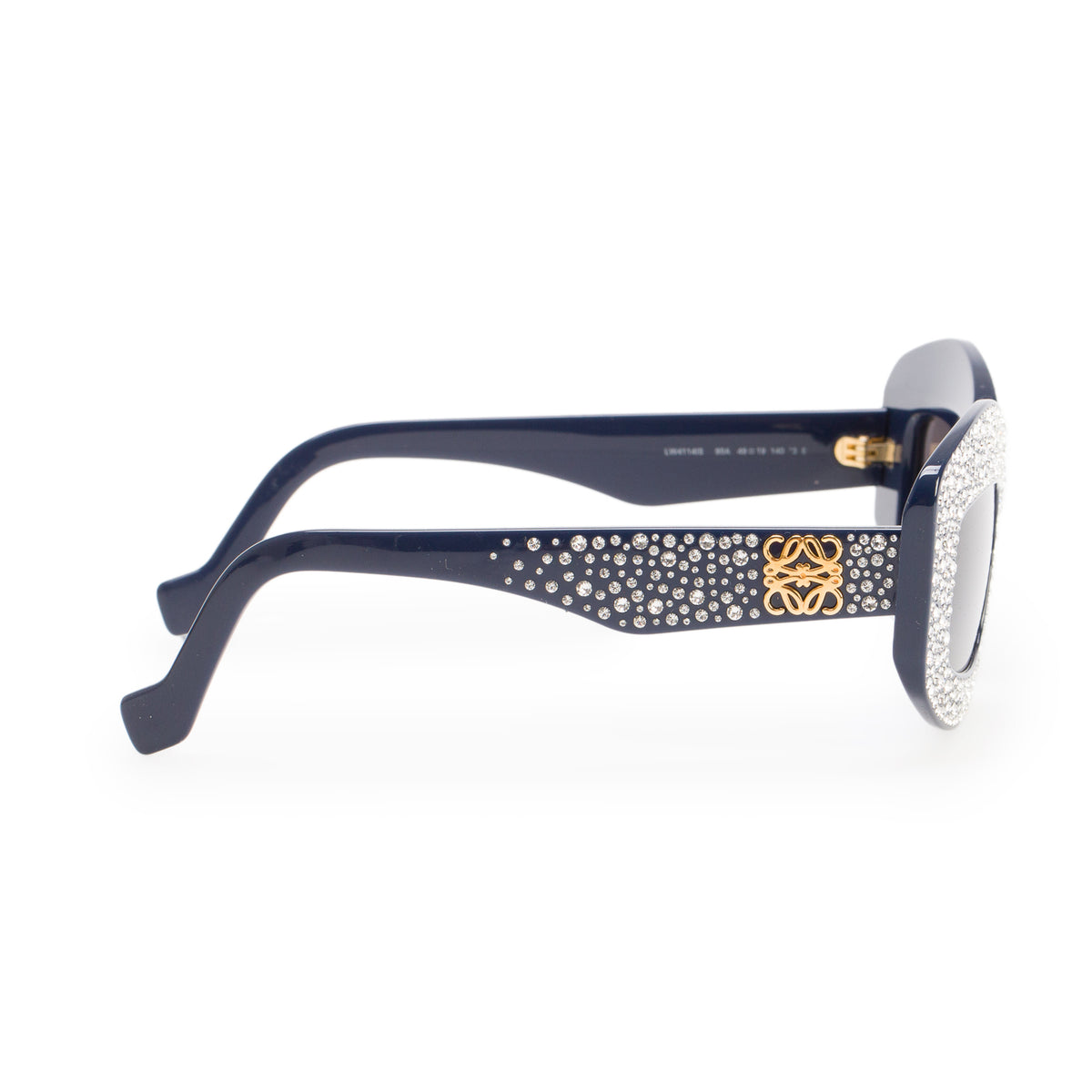 Loewe LW4114IS Blue Strass Acetate Anagram Cat Eye Sunglasses w/ Case