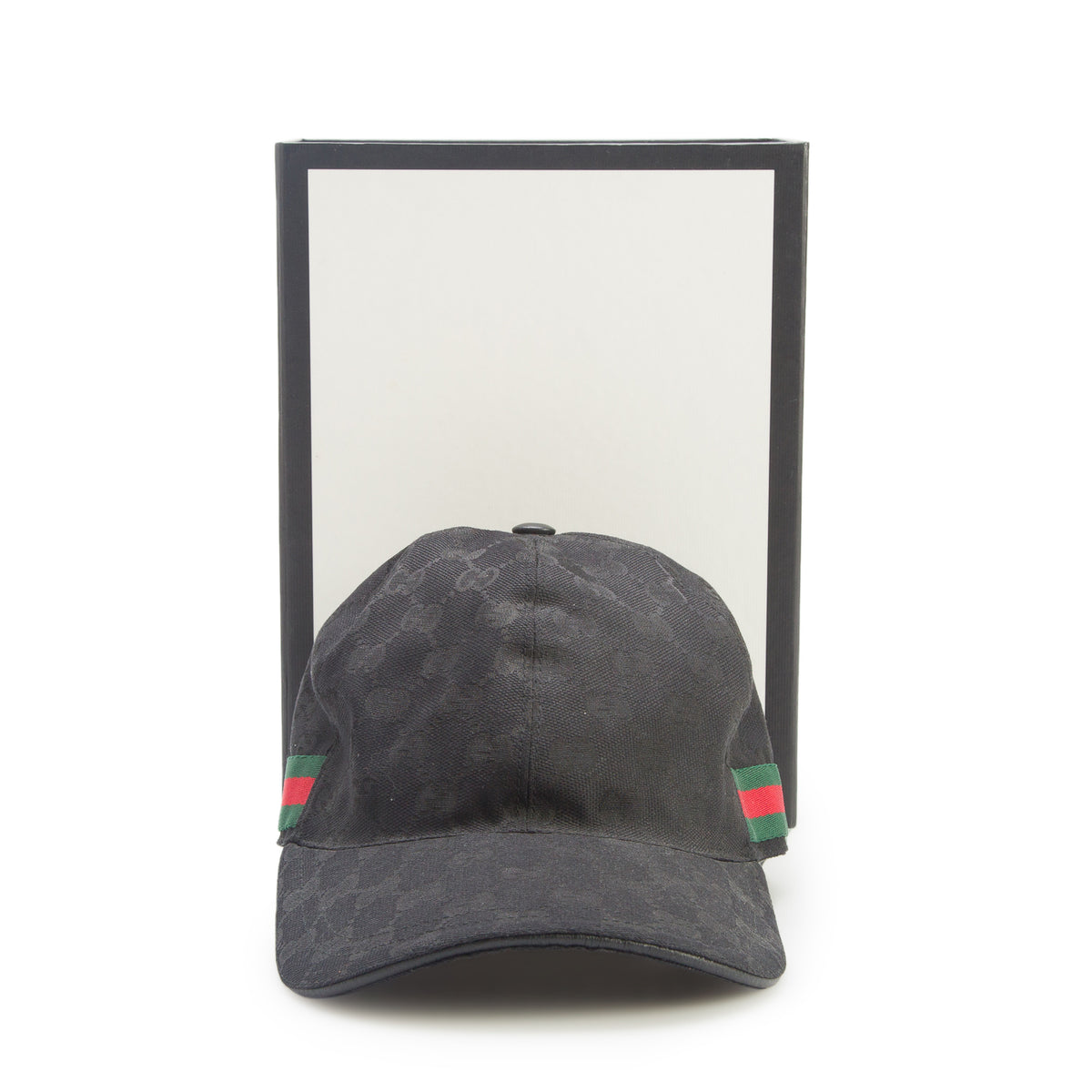 Gucci Black GG Canvas Baseball Hat with Web, Size XS 54 w/ Box