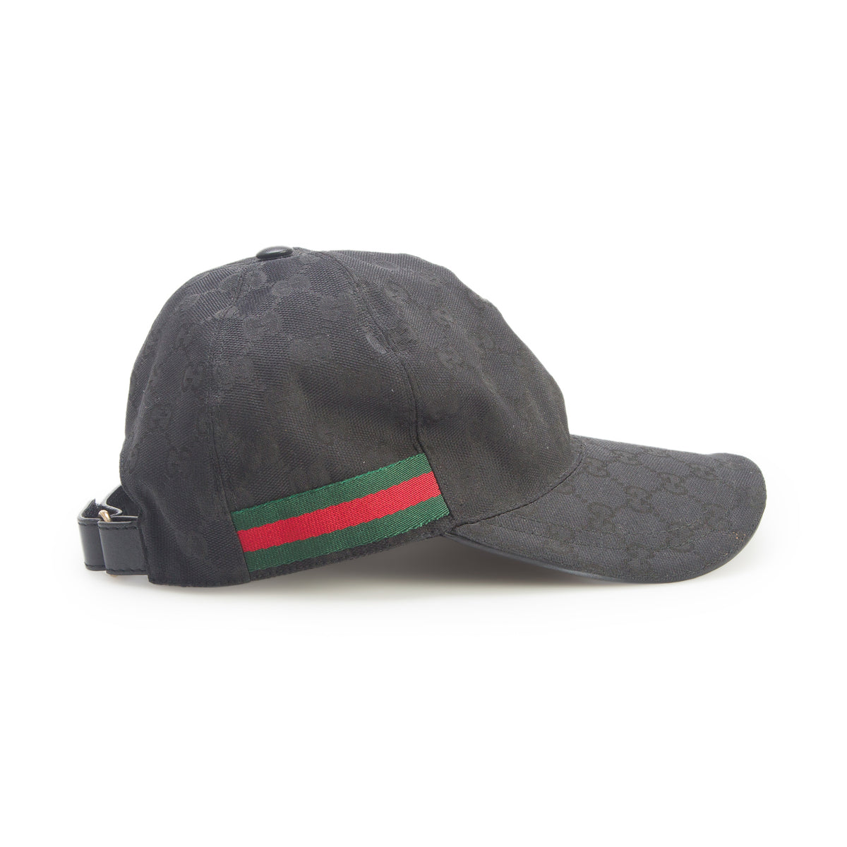 Gucci Black GG Canvas Baseball Hat with Web, Size XS 54 w/ Box