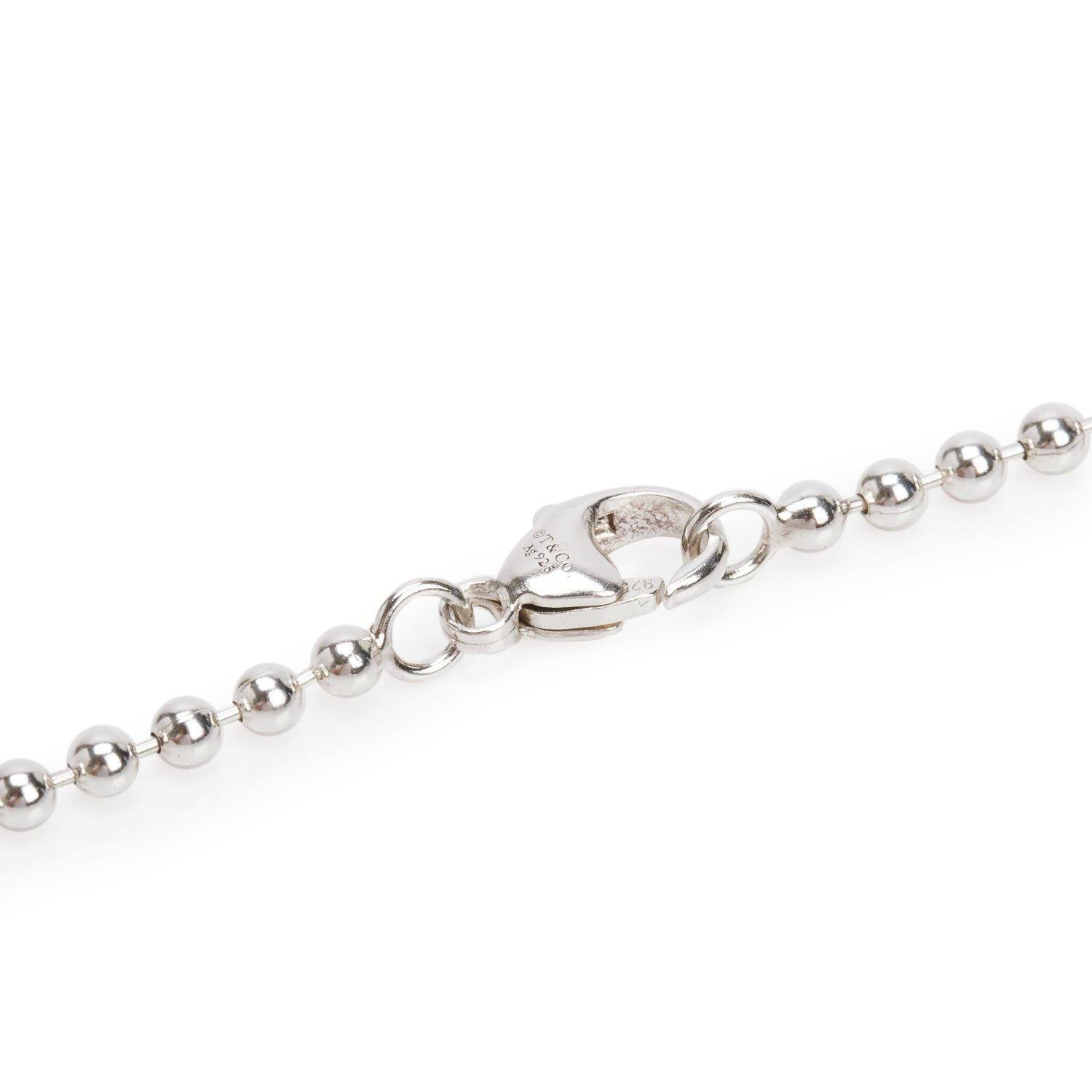 Tiffany & Co. Sterling Silver Heart Tag & Key Pendant Beaded Chain Necklace