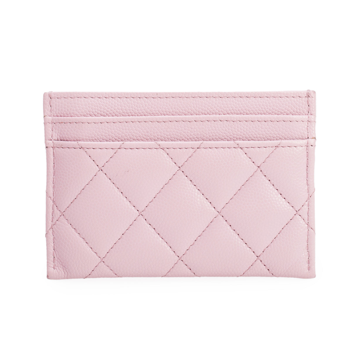 Chanel Pink Quilted Caviar Card Holder w/ Box