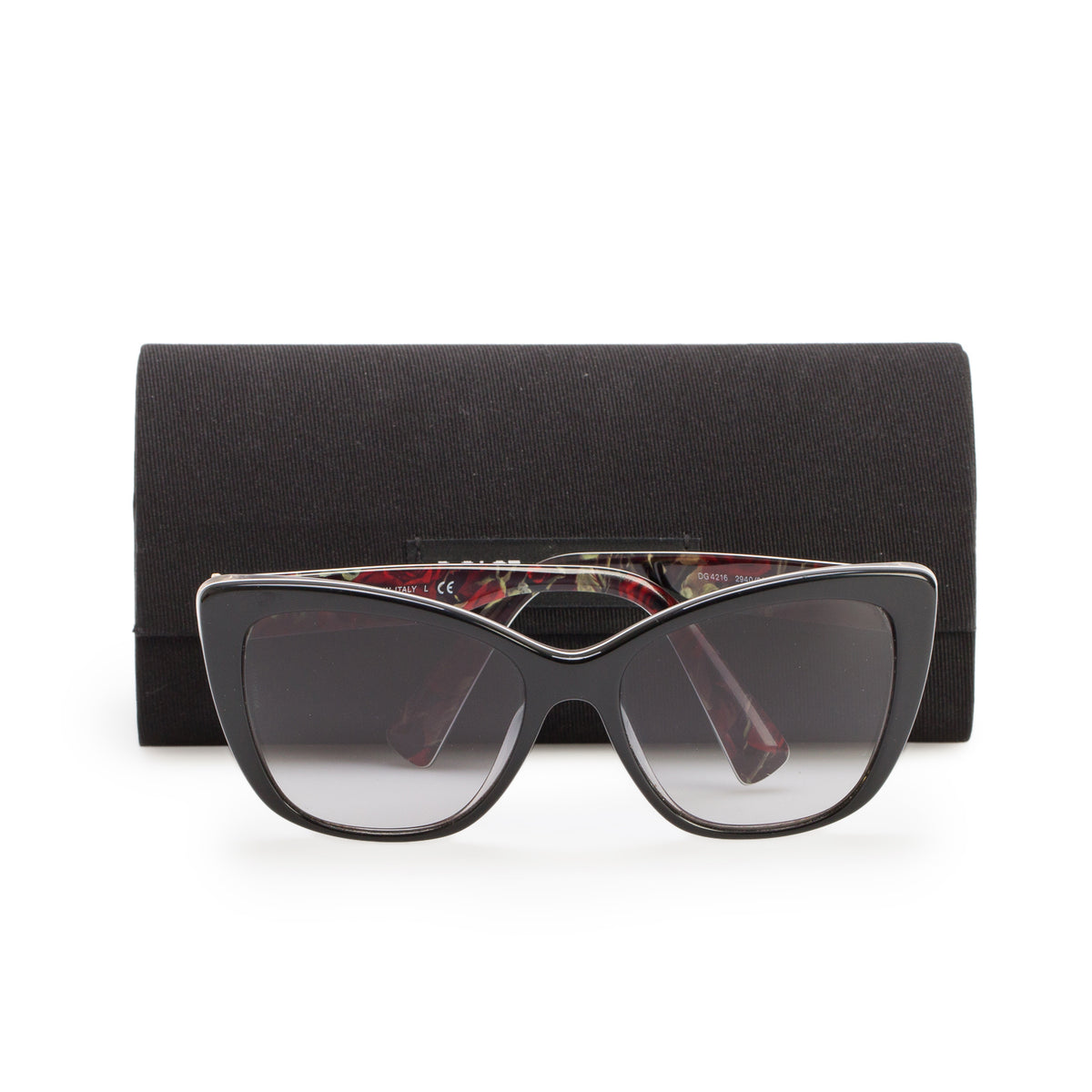 Dolce & Gabbana DG4216 Black Flower Print Acetate Butterfly Sunglasses w/ Case