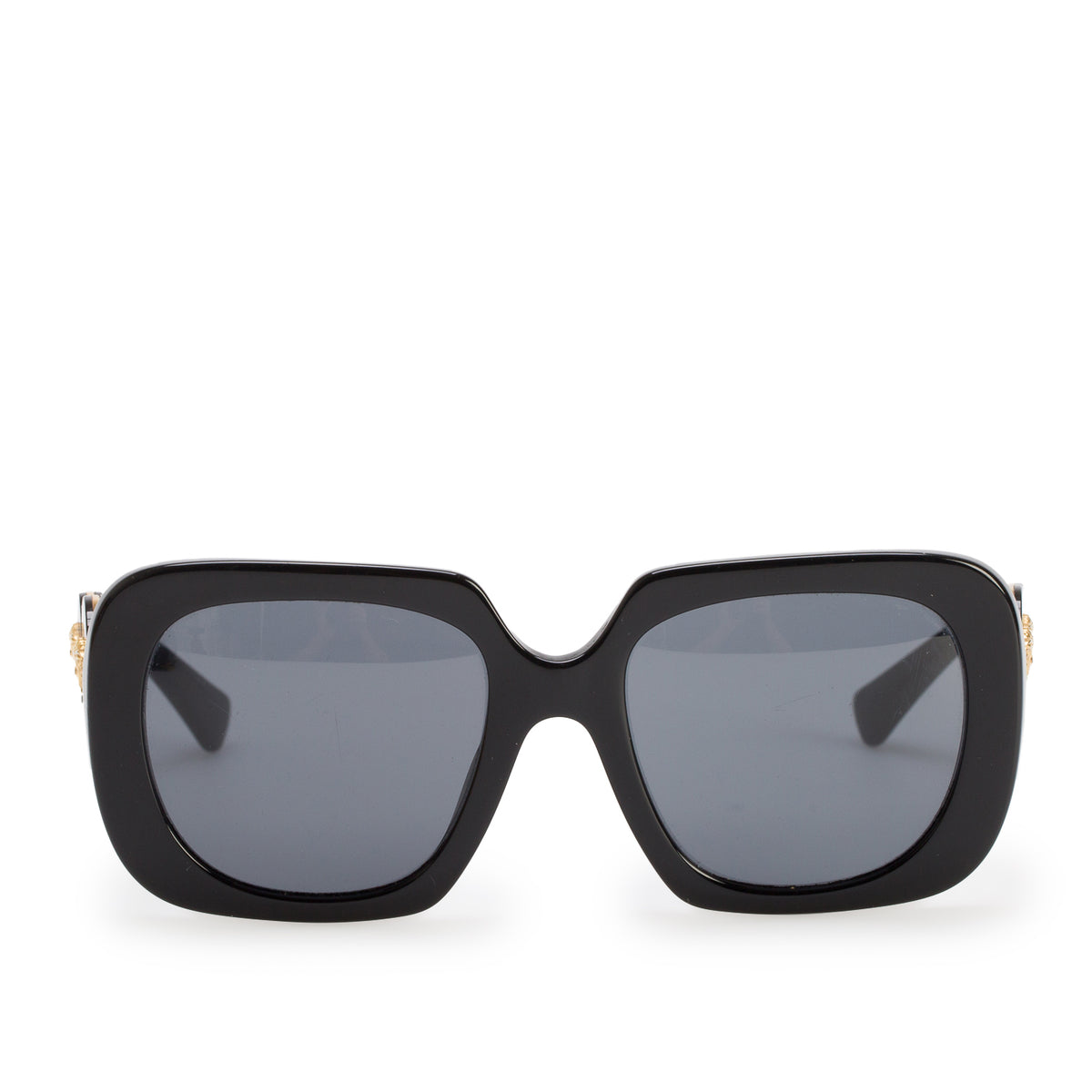 Versace 4434 Black Acetate Medusa Oversize Square Sunglasses w/ Case