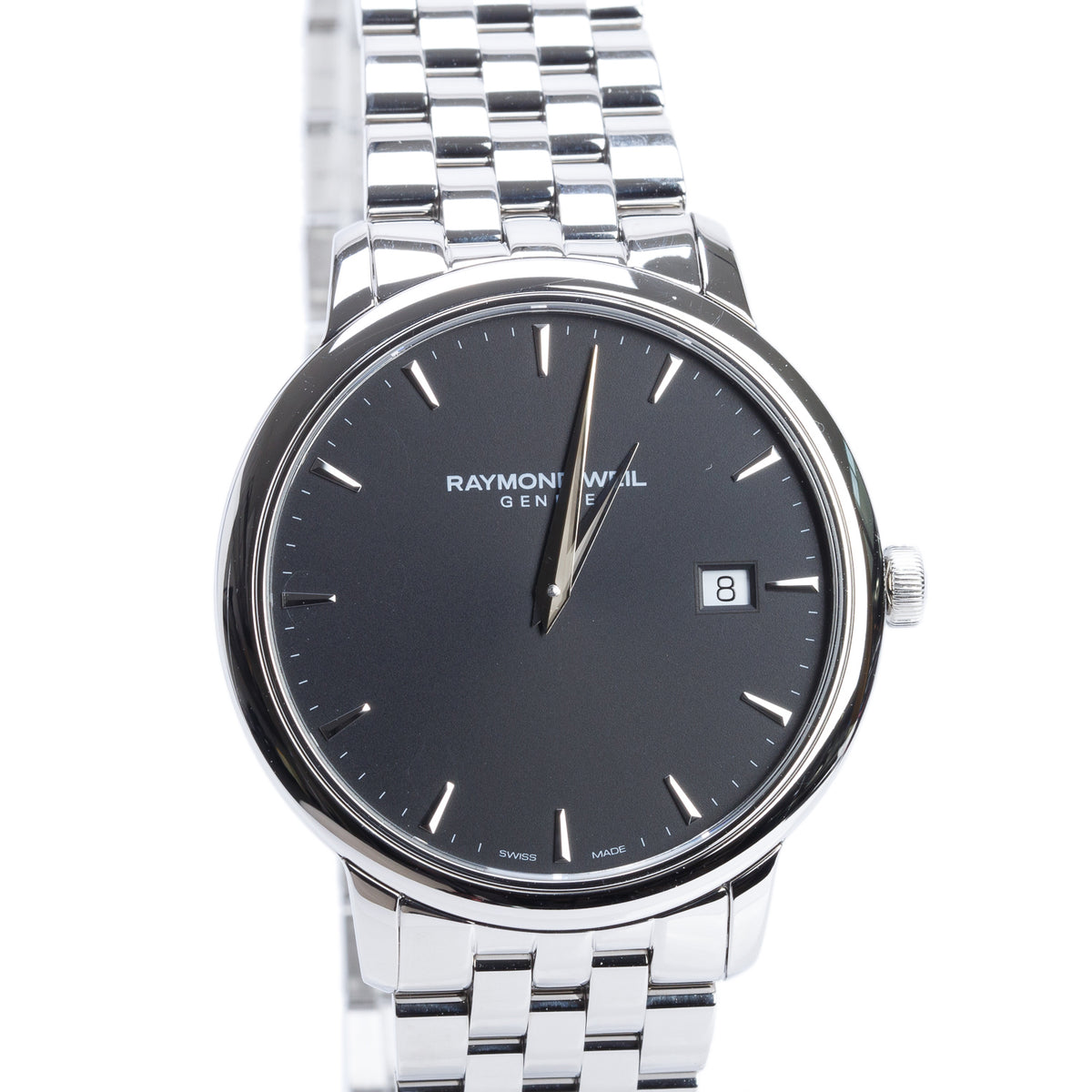 Raymond Weil Stainless Steel Toccata 39 MM Quartz Watch Black Dial 54881 w/ Box