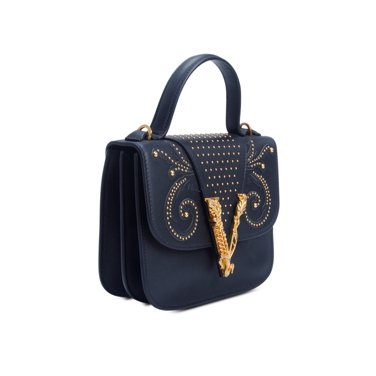 Versace Black Calfskin Versus Western Top Handle w/ Strap