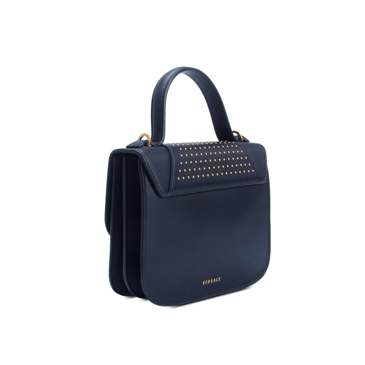Versace Black Calfskin Versus Western Top Handle w/ Strap
