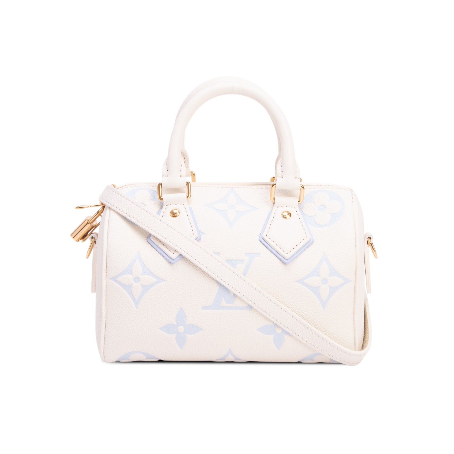 Louis Vuitton Cream Monogram Giant Empreinte Leather Speedy Bandouliere 20 w/ Strap
