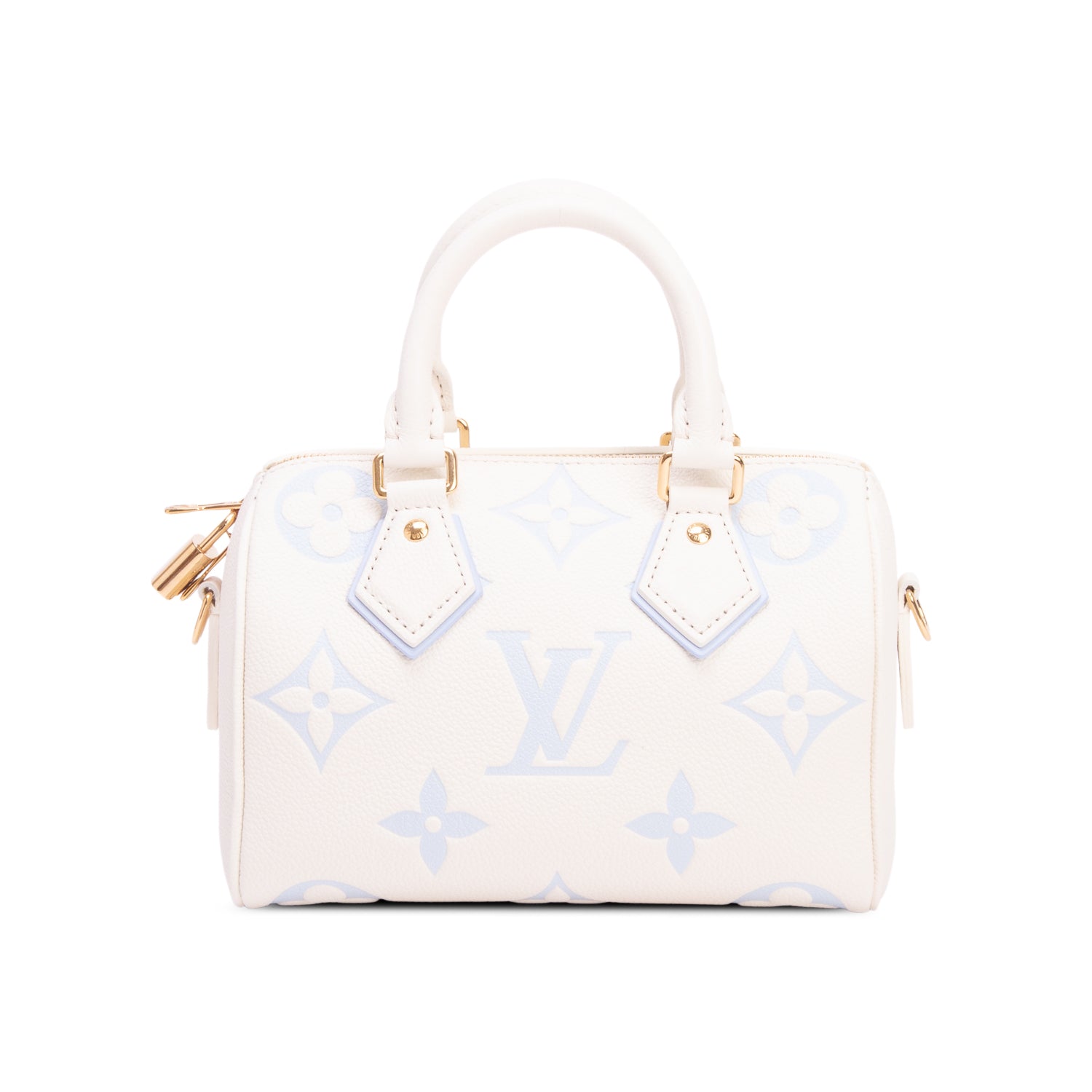 Louis Vuitton Cream Monogram Giant Empreinte Leather Speedy Bandouliere 20 w/ Strap