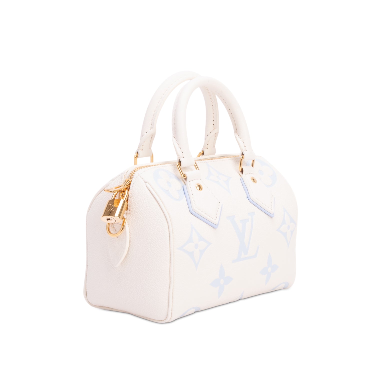 Louis Vuitton Cream Monogram Giant Empreinte Leather Speedy Bandouliere 20 w/ Strap