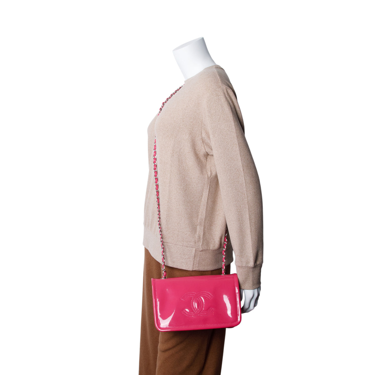 Chanel Pink Patent Leather Lipstick Flap