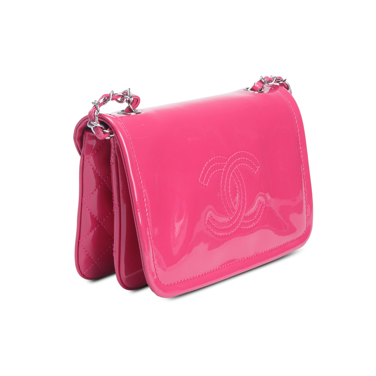 Chanel Pink Patent Leather Lipstick Flap