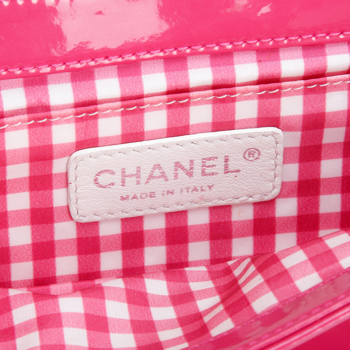 Chanel Pink Patent Leather Lipstick Flap