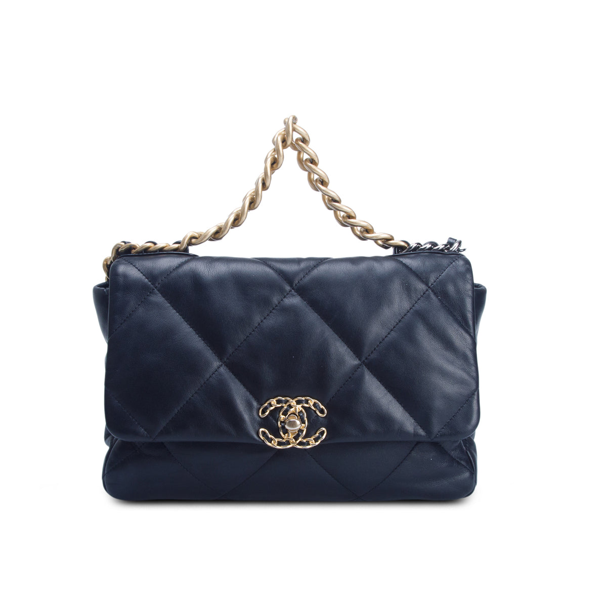 Chanel 2020 Black Lambskin Quilted Large 19 Flap Bag w/ Box & Receipt