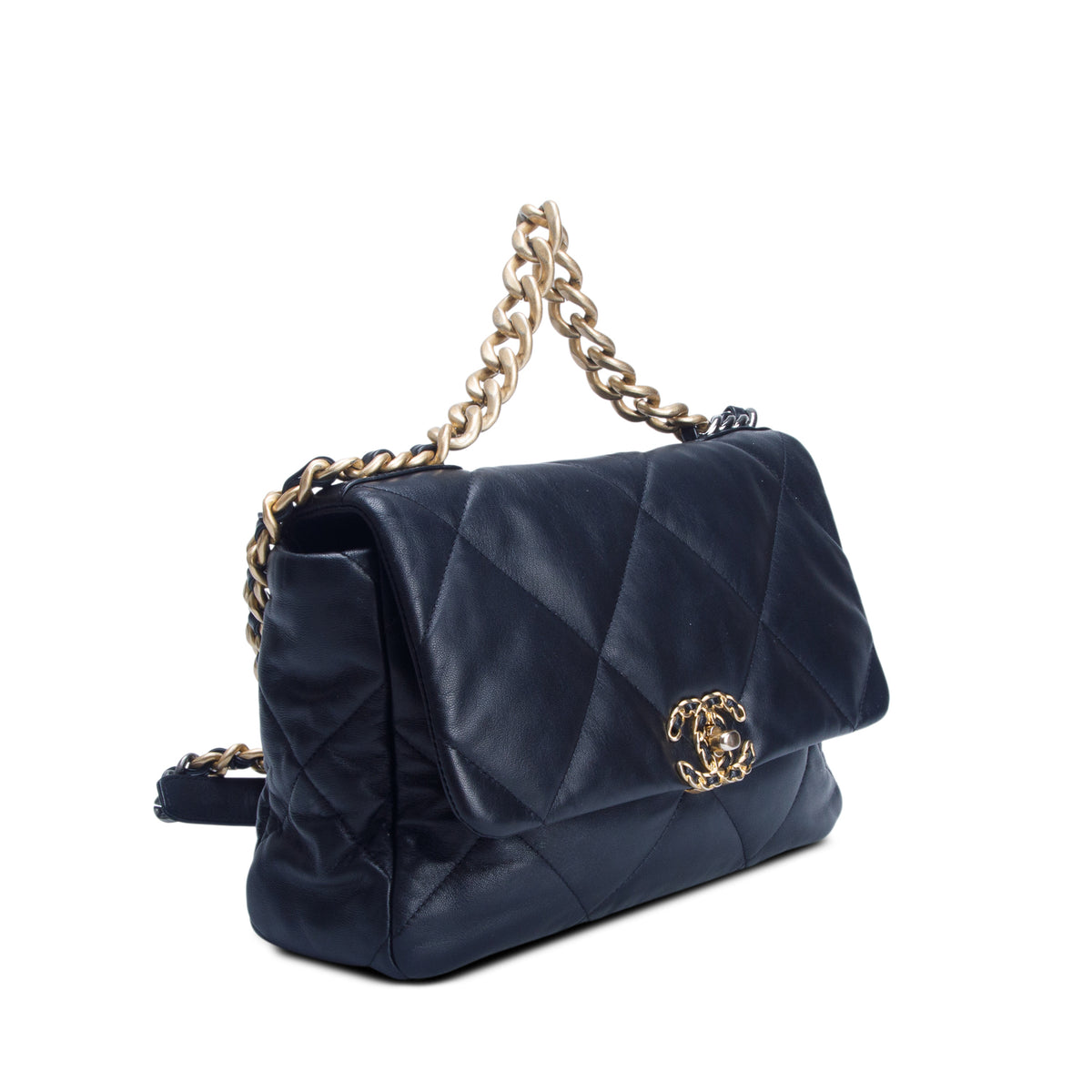 Chanel 2020 Black Lambskin Quilted Large 19 Flap Bag w/ Box & Receipt