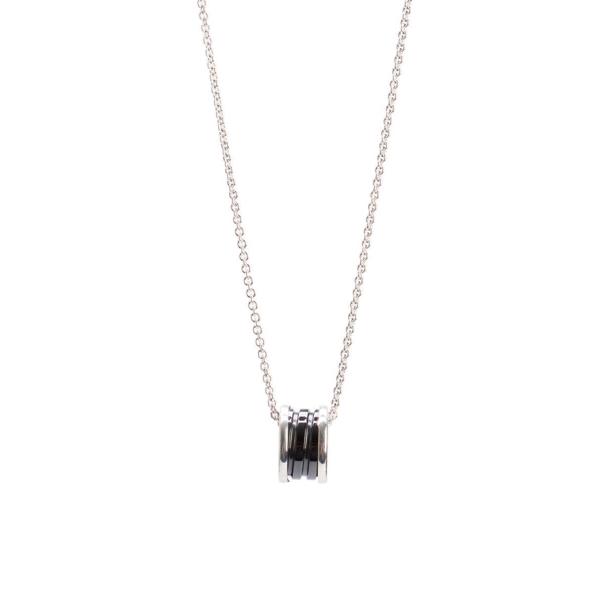 BVLGARI Sterling Silver & Black Ceramic Save The Children Pendant Necklace w/ Box & Certificate