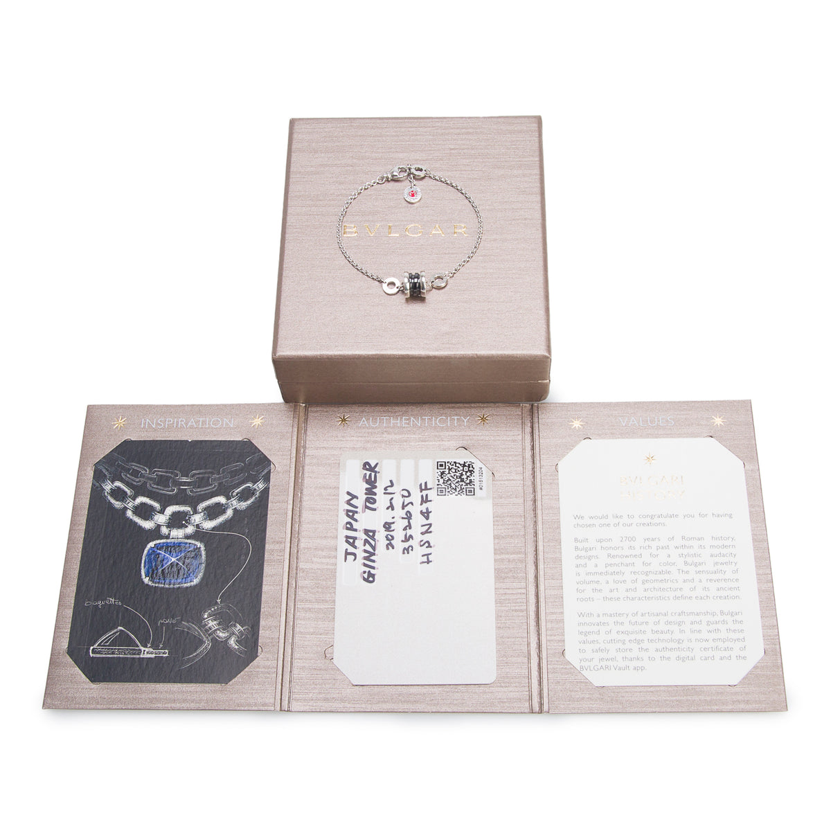 BVLGARI Sterling Silver & Black Ceramic Save The Children Bracelet w/ Box & Certificate