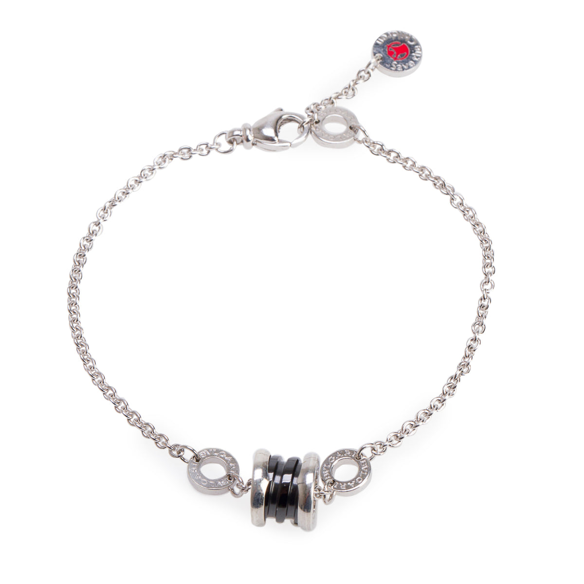 BVLGARI Sterling Silver & Black Ceramic Save The Children Bracelet w/ Box & Certificate